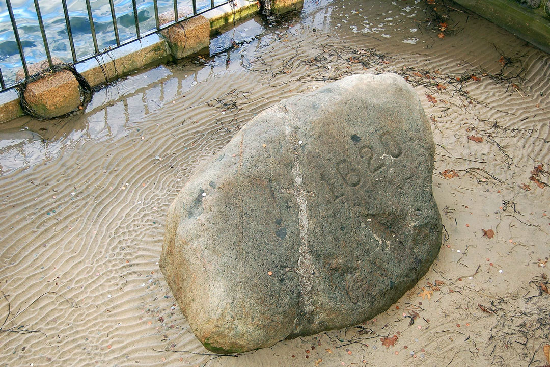 Plymouth Rock, traditional landing spot of the English Pilgrims